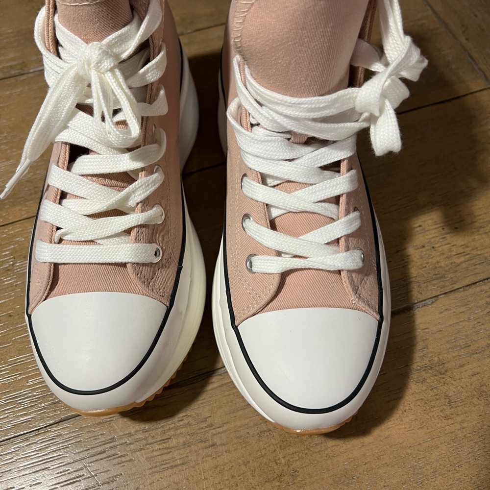 Steve Madden Blush and White High-Top Sneakers